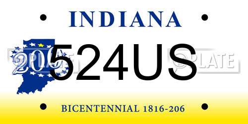 524US Indiana License Plate
