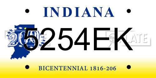 5254EK Indiana License Plate