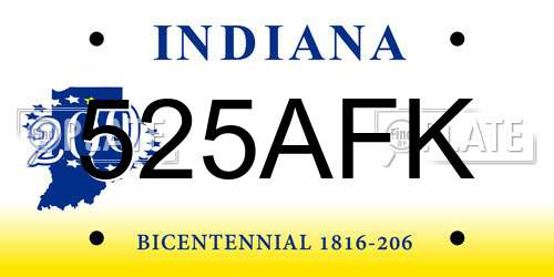 525AFK Indiana License Plate