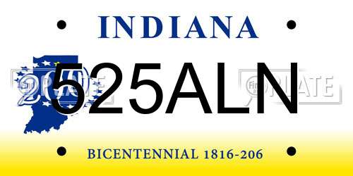525ALN Indiana License Plate