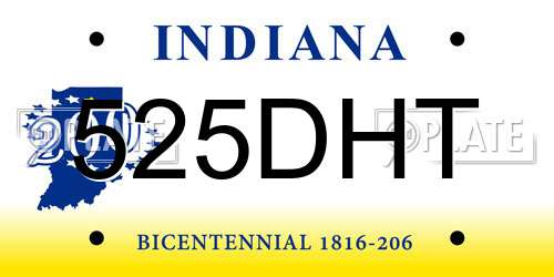525DHT Indiana License Plate