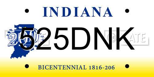 525DNK Indiana License Plate