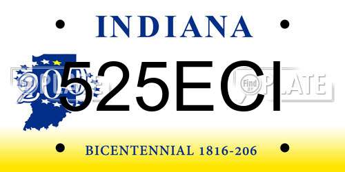525ECI Indiana License Plate