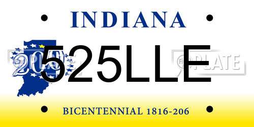 525LLE Indiana License Plate