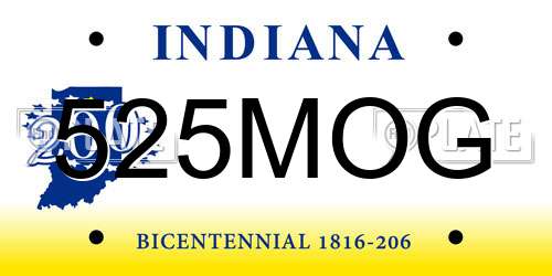 525MOG Indiana License Plate