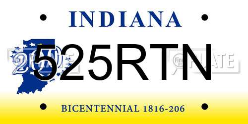 525RTN Indiana License Plate