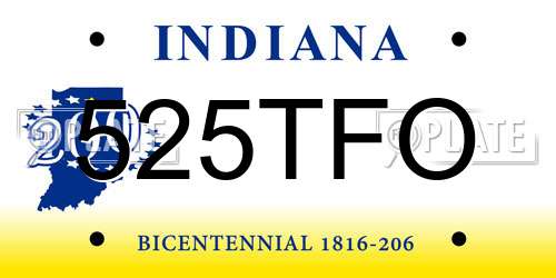 525TFO Indiana License Plate