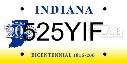 525YIF Indiana License Plate