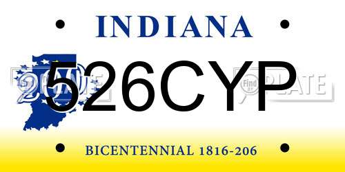 526CYP Indiana License Plate