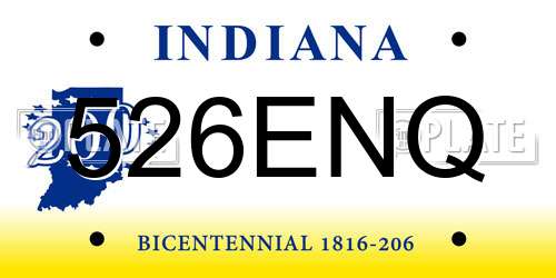 526ENQ Indiana License Plate