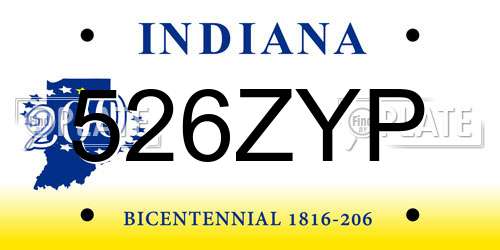 526ZYP Indiana License Plate