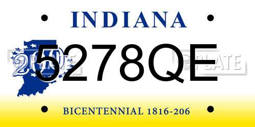 5278QE Indiana License Plate