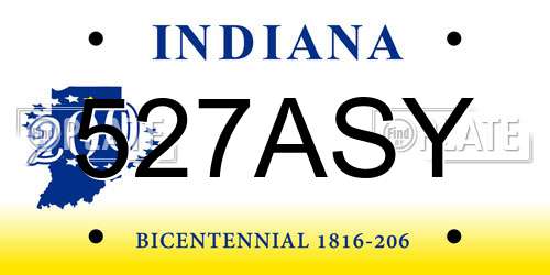 527ASY Indiana License Plate