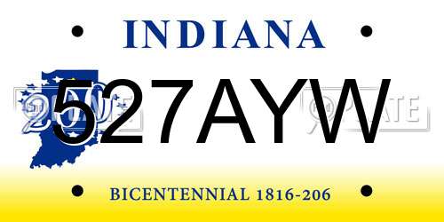 527AYW Indiana License Plate