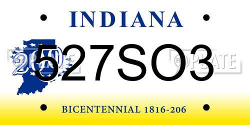 527SO3 Indiana License Plate