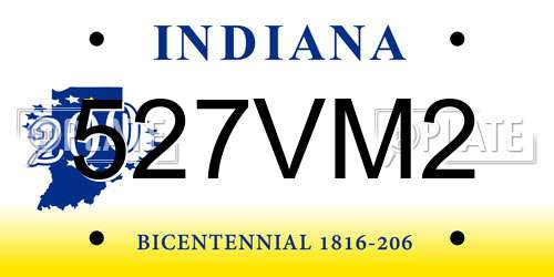 527VM2 Indiana License Plate