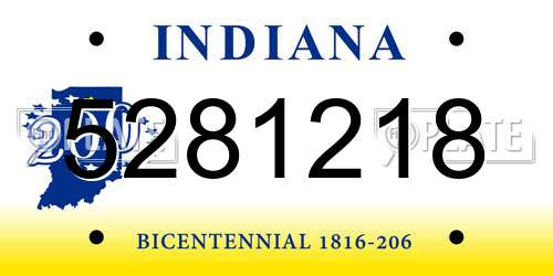 5281218 Indiana License Plate