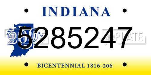 5285247 Indiana License Plate