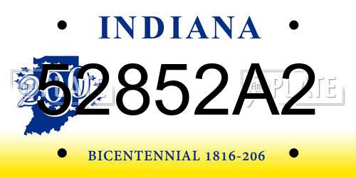 52852A2 Indiana License Plate