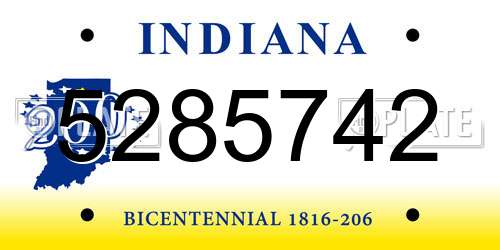 5285742 Indiana License Plate