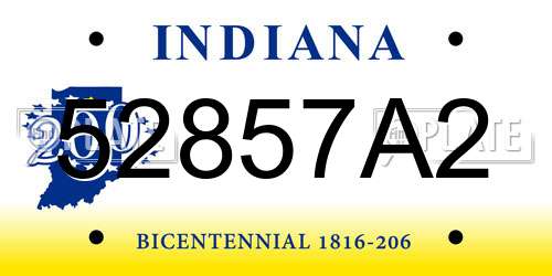 52857A2 Indiana License Plate