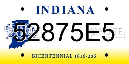 52875E5 Indiana License Plate