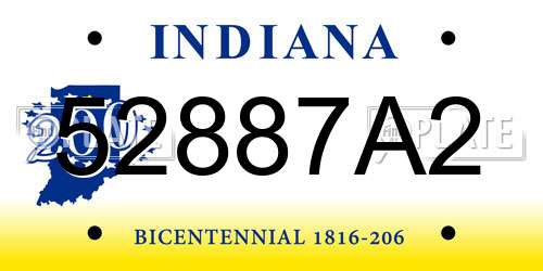 52887A2 Indiana License Plate