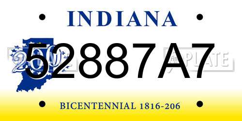 52887A7 Indiana License Plate