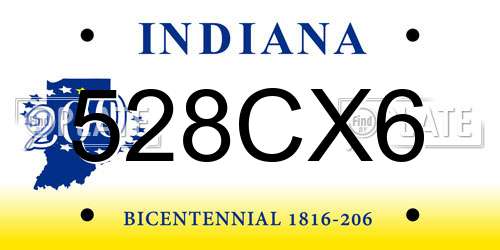 528CX6 Indiana License Plate