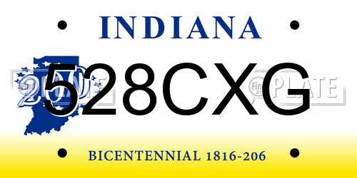 528CXG Indiana License Plate