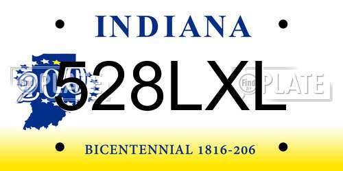 528LXL Indiana License Plate