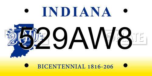 529AW8 Indiana License Plate