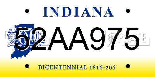 52AA975 Indiana License Plate
