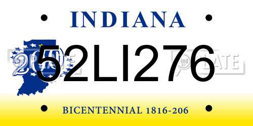52LI276 Indiana License Plate