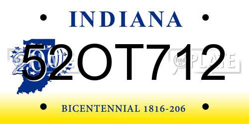 52OT712 Indiana License Plate