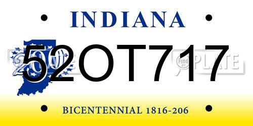52OT717 Indiana License Plate