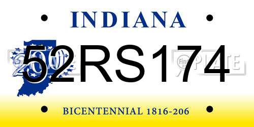 52RS174 Indiana License Plate