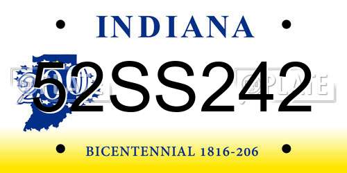 52SS242 Indiana License Plate