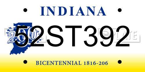 52ST392 Indiana License Plate
