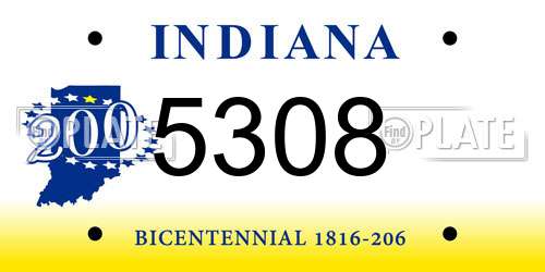 5308 Indiana License Plate