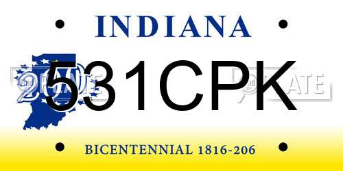 531CPK Indiana License Plate