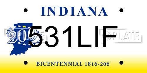 531LIF Indiana License Plate