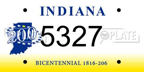 5327 Indiana License Plate