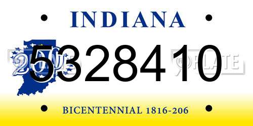 5328410 Indiana License Plate