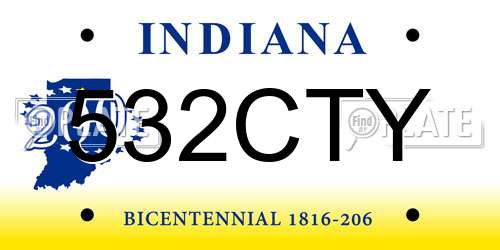 532CTY Indiana License Plate