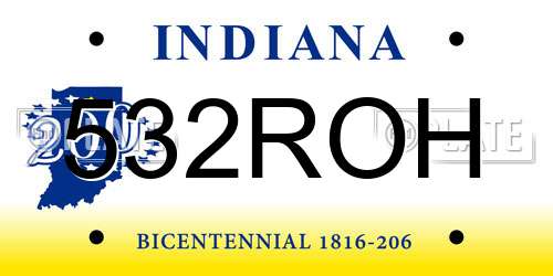 532ROH Indiana License Plate