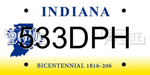 533DPH Indiana License Plate