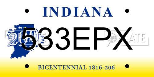 533EPX Indiana License Plate