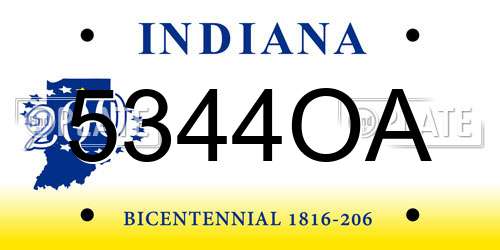 5344OA Indiana License Plate