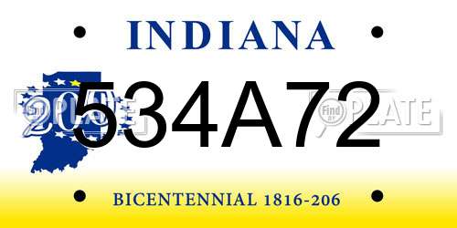 534A72 Indiana License Plate
